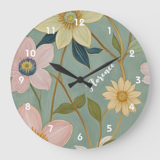 Reloj Redondo Grande El suave despertar de la primavera personalizado (Anverso)