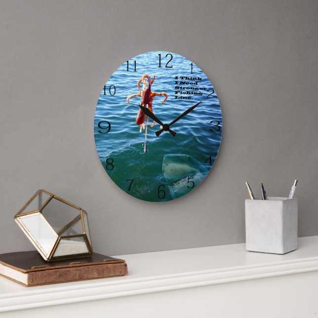 Reloj Redondo Grande El tiburón gracioso quiere pulpo, (Oficina)