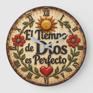 Reloj Redondo Grande El Tiempo de Dios es Perfecto Spanish Christian