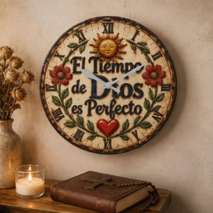 Reloj Redondo Grande El Tiempo de Dios es Perfecto Spanish Christian