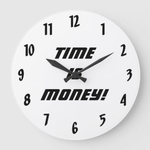 Reloj Redondo Grande ¡El tiempo es oro! - Negro y blanco