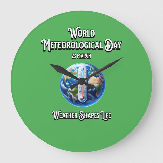Reloj Redondo Grande El Tiempo Forma La Vida. Día Meteorológico Mundial (Anverso)