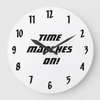 Reloj Redondo Grande ¡El tiempo marcha!-Negro y Blanco