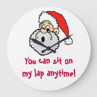 Reloj Redondo Grande El travieso Papá Noel Se Sienta En Su Baño Siempre