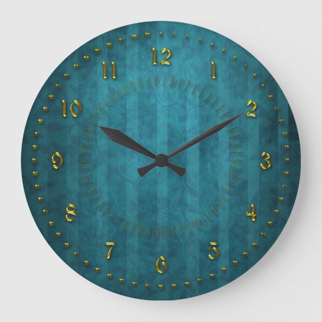 Reloj Redondo Grande El trullo de TTurquoise peló numerado (Front)
