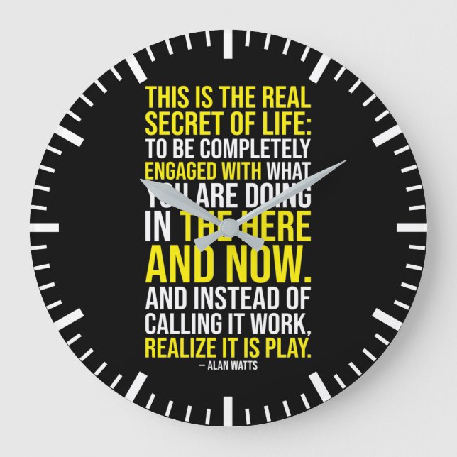 Reloj Redondo Grande El verdadero secreto de la vida: trabajo vs juego (Anverso)