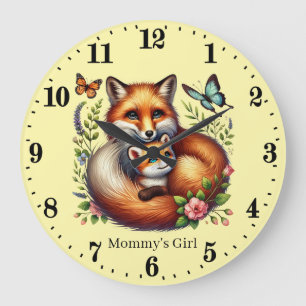 Reloj Redondo Grande El zorro chica de Mami cute agrega nombre