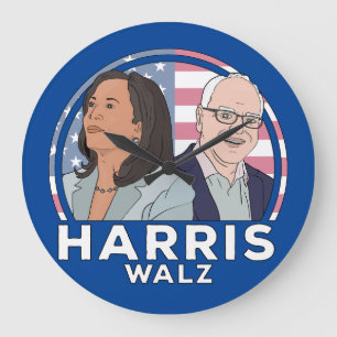 Reloj Redondo Grande Elección de Harris Walz
