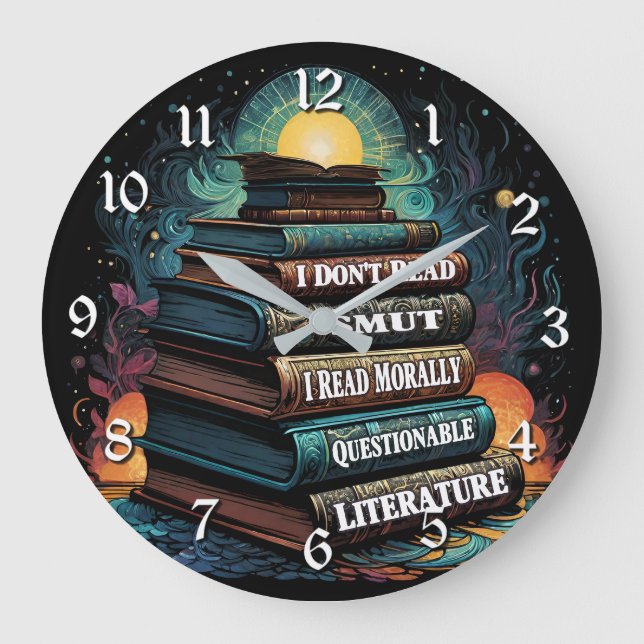 Reloj Redondo Grande Elecciones de libros Humor (Anverso)