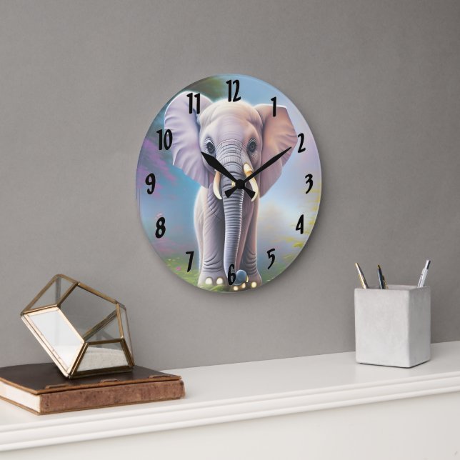 Reloj Redondo Grande Elefante bebé (Oficina)