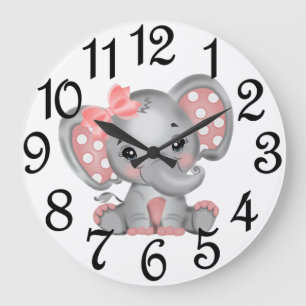 Reloj Redondo Grande Elefante Bebé Niña  