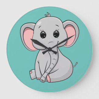 Reloj Redondo Grande Elefante Cute
