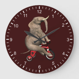 Reloj Redondo Grande Elefante Cuto Montando Un Triciclo