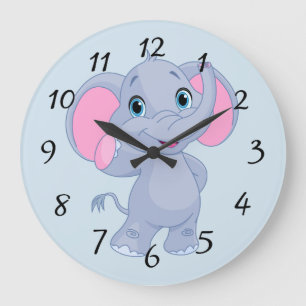 Reloj Redondo Grande Elefante lindo del dibujo animado