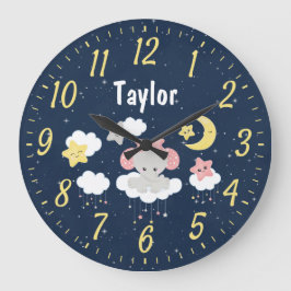 Reloj Redondo Grande Elefante rosa y marina