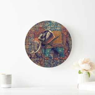 Reloj Redondo Grande Elefante vintage, elefante antiguo, arte de elefan
