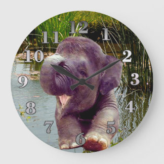Reloj Redondo Grande Elefante y agua