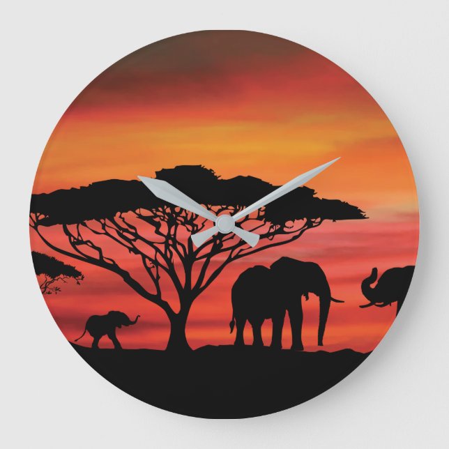 Reloj Redondo Grande Elefantes del Serengeti (Anverso)