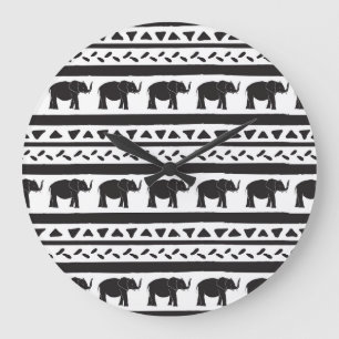 Reloj Redondo Grande Elefantes, líneas, triángulos, impecables decorati