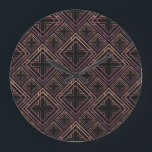 Reloj Redondo Grande Elegancia Art Deco Black-Gold<br><div class="desc">Decoración sin inconfundibles de estilo art déco. Baldosas negras y doradas. 3 quinquies efecto de las baldosas cerámicas. Lujo en los años 20 con lujo Art Deco. Las Baldosas Doradas Brillan. Art Deco Luxe: La Delicia De Las Baldosas De Oro. Abraza las puertas de los años 20, nouveau, patrón, veinte,...</div>