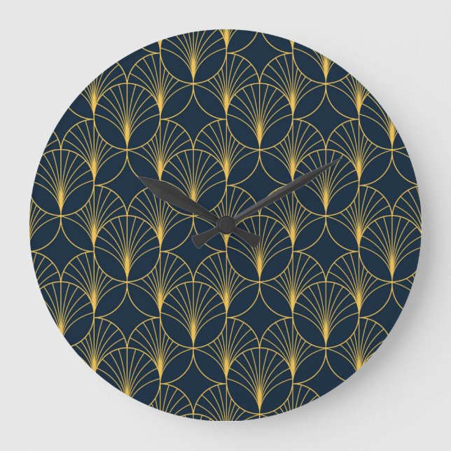 Reloj Redondo Grande Elegancia Art Deco: Motivos de fans (Anverso)
