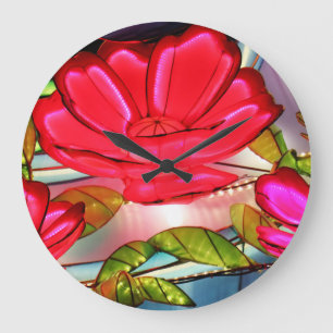 Reloj Redondo Grande Elegancia Eléctrica en Rosa 