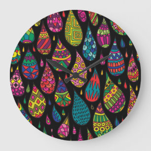 Reloj Redondo Grande Elegancia floral, fondo abstracto.