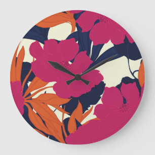 Reloj Redondo Grande Elegancia floral: patrón abstracto