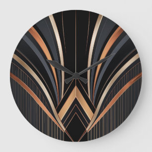 Reloj Redondo Grande Elegancia geométrica metálica Art Deco