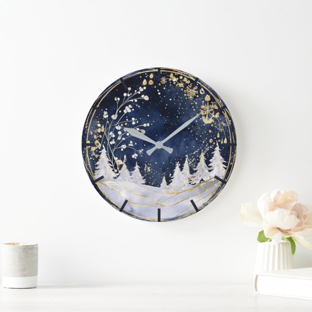 Reloj Redondo Grande Elegancia Invernal Celestial (Hogar)