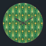 Reloj Redondo Grande Elegancia oriental: tapiz Art Deco<br><div class="desc">Decoración de arte. Papel pintado de época. textura japonesa o china, oriental o asiática adornada con un elegante estilo de lujo. 1920, 20 años, estampado retro de estilo veinte años. Ilustracion de época. Elegancia revivida: Vintage tapiz oriental despierta glamour. Elegante estilo Art Deco Delights: Trasladarse a los locos años con...</div>