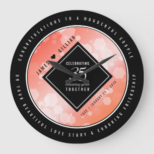 Reloj Redondo Grande Elegant 35th Coral Wedding Anniversary Celebration