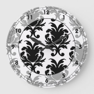 Reloj Redondo Grande elegant black and white damask
