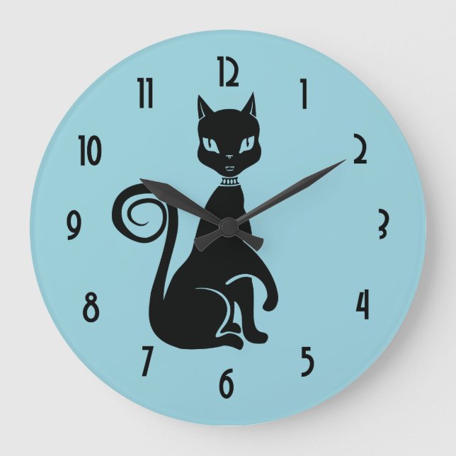 Reloj Redondo Grande Elegant Black Cat (Anverso)