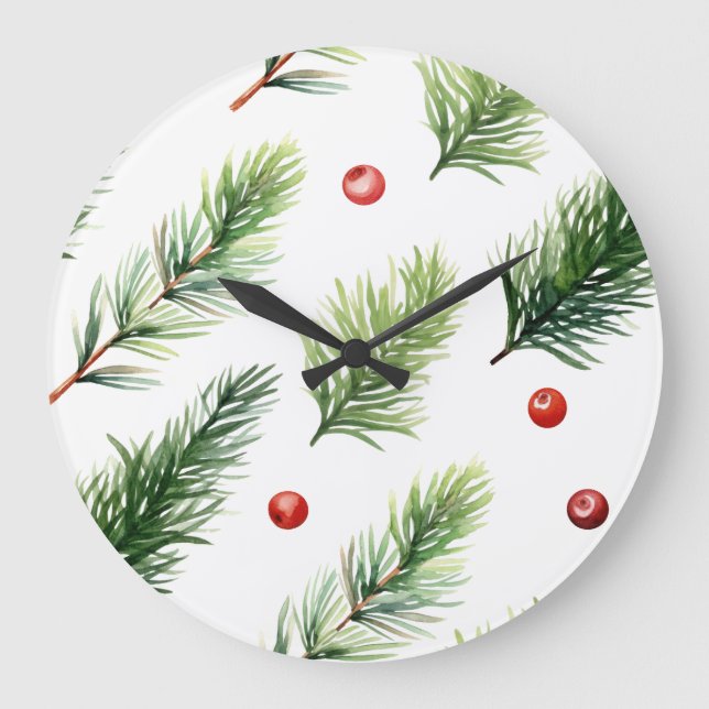 Reloj Redondo Grande Elegant Christmas Wall Clock – Festive Winter Time (Anverso)