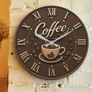 Reloj Redondo Grande Elegant Coffee Bar