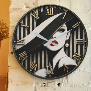 Reloj Redondo Grande Elegant Glamour Woman Luxury Fashion Portrait