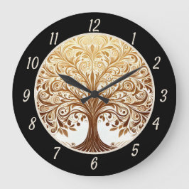 Reloj Redondo Grande Elegant Gold Tree of Life Spiritual Zen Yoga