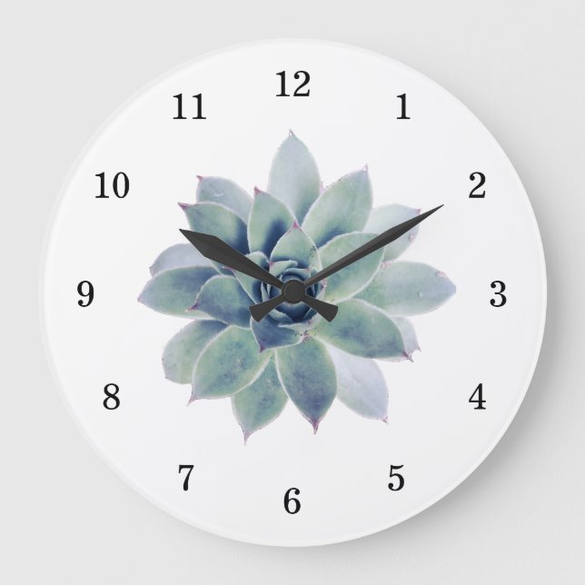 Reloj Redondo Grande Elegant Greenery Desert Botanical Succulent  (Anverso)