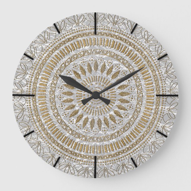 Reloj Redondo Grande Elegant hand drawn tribal mandala design (Anverso)