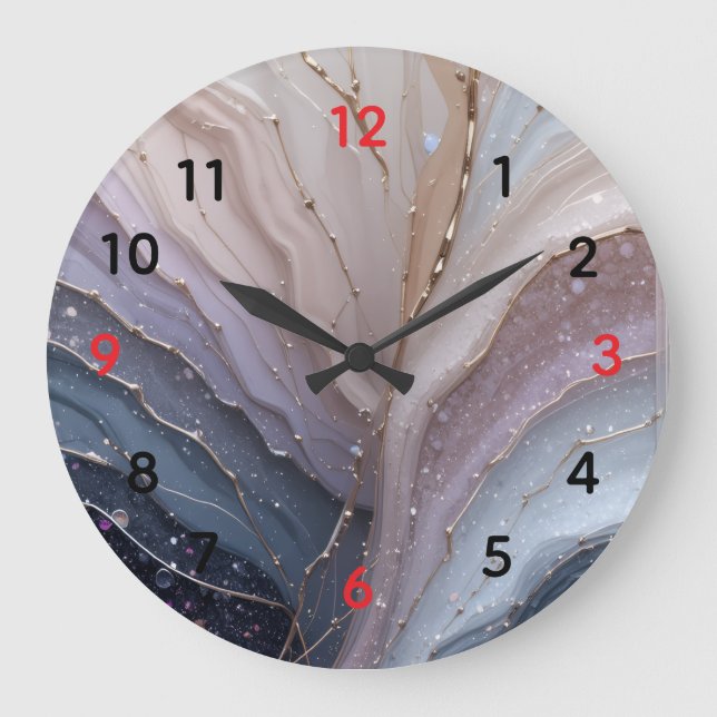 Reloj Redondo Grande Elegant Marble Abstract Wall Clock – Modern Pastel (Anverso)