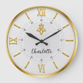 Reloj Redondo Grande  Elegant Minimalist Luxury White & Gold