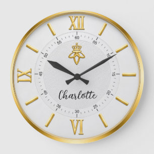Reloj Redondo Grande  Elegant Minimalist Luxury White & Gold