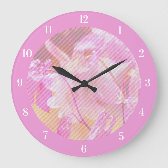 Reloj Redondo Grande Elegant Pale Pink Floral Design (Anverso)