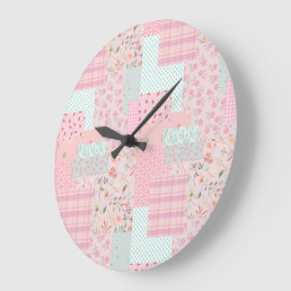 Reloj Redondo Grande Elegant Pink Floral Wall Clock | Soft Rose Aesthet