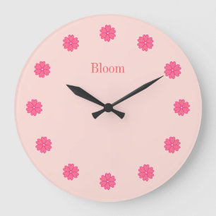 Reloj Redondo Grande Elegant Pink Flowers Wall Clock