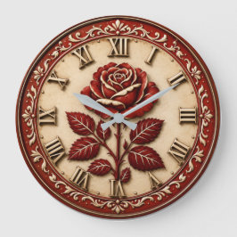 Reloj Redondo Grande Elegant Red Rose