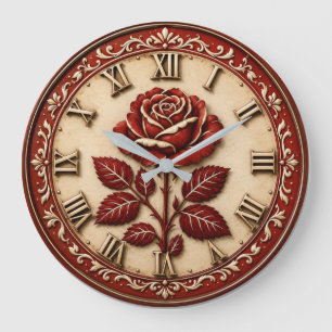 Reloj Redondo Grande Elegant Red Rose