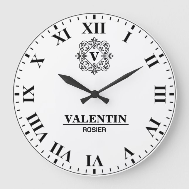 Reloj Redondo Grande Elegant Roman Numeral luxurious monogram (Anverso)