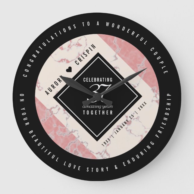 Reloj Redondo Grande Elegante 37° Aniversario del Boda de Alabastro (Anverso)